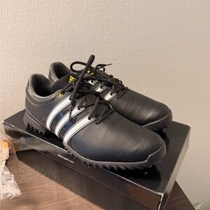 Adidas Men's Black Athletic Shoes with White Stripes